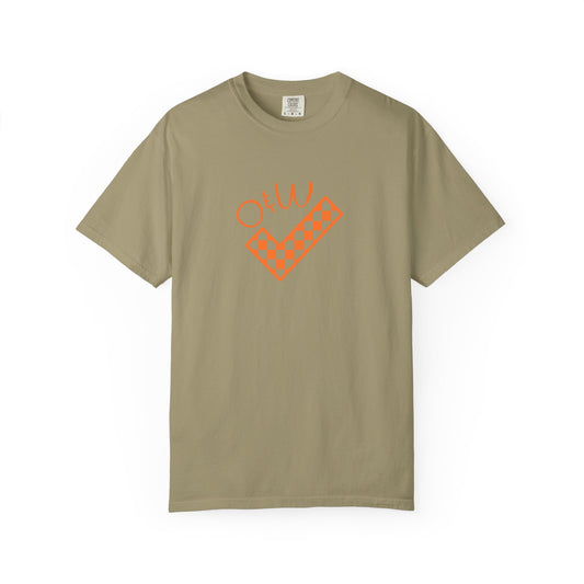Orange & White: Check - Unisex T-Shirt