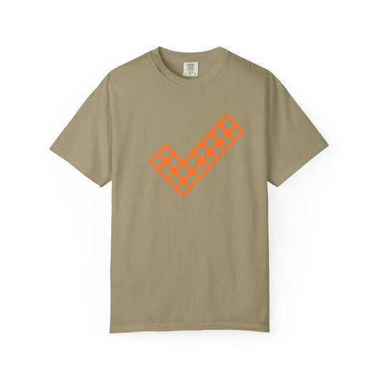 Orange & White: Check - Unisex T-Shirt
