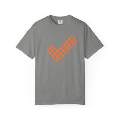 Orange & White: Check - Unisex T-Shirt