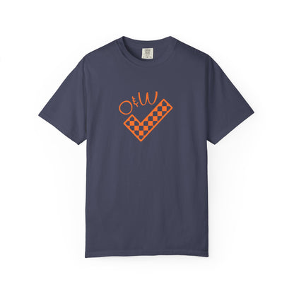 Orange & White: Check - Unisex T-Shirt