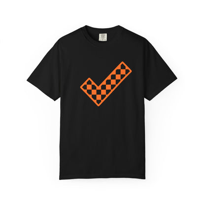 Orange & White: Check - Unisex T-Shirt
