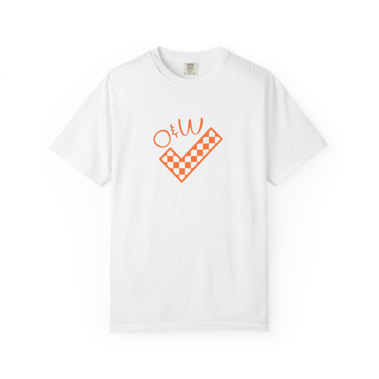 Orange & White: Check - Unisex T-Shirt