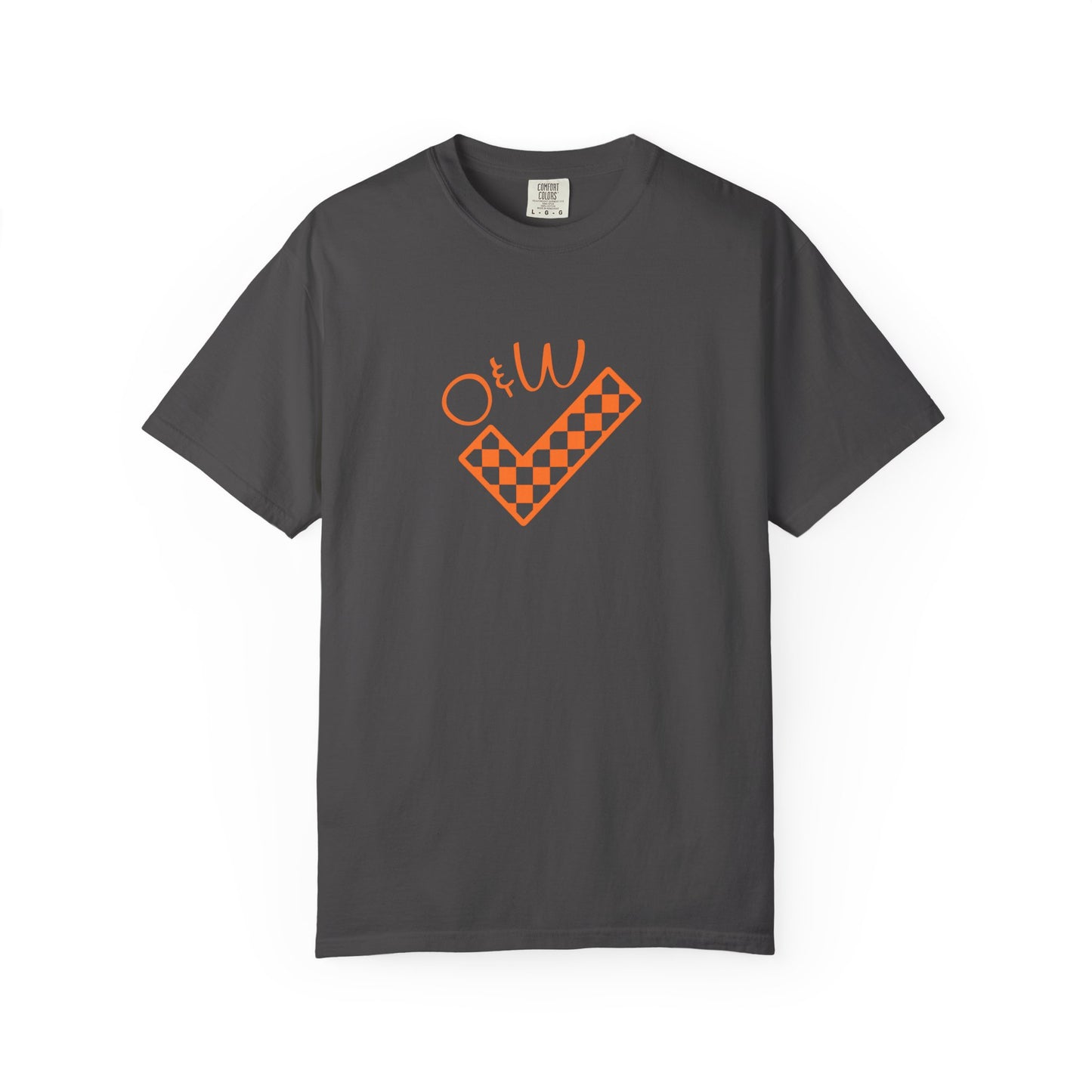 Orange & White: Check - Unisex T-Shirt