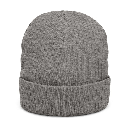 Check'rd for Life - Embroidered Ribbed Knit Beanie