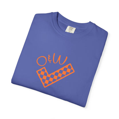 Orange & White: Check - Unisex T-Shirt