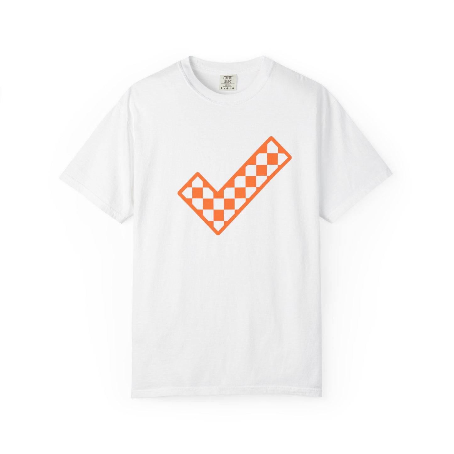 Orange & White: Check - Unisex T-Shirt