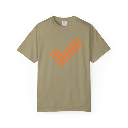 Orange & White: Check - Unisex T-Shirt