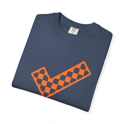 Orange & White: Check - Unisex T-Shirt