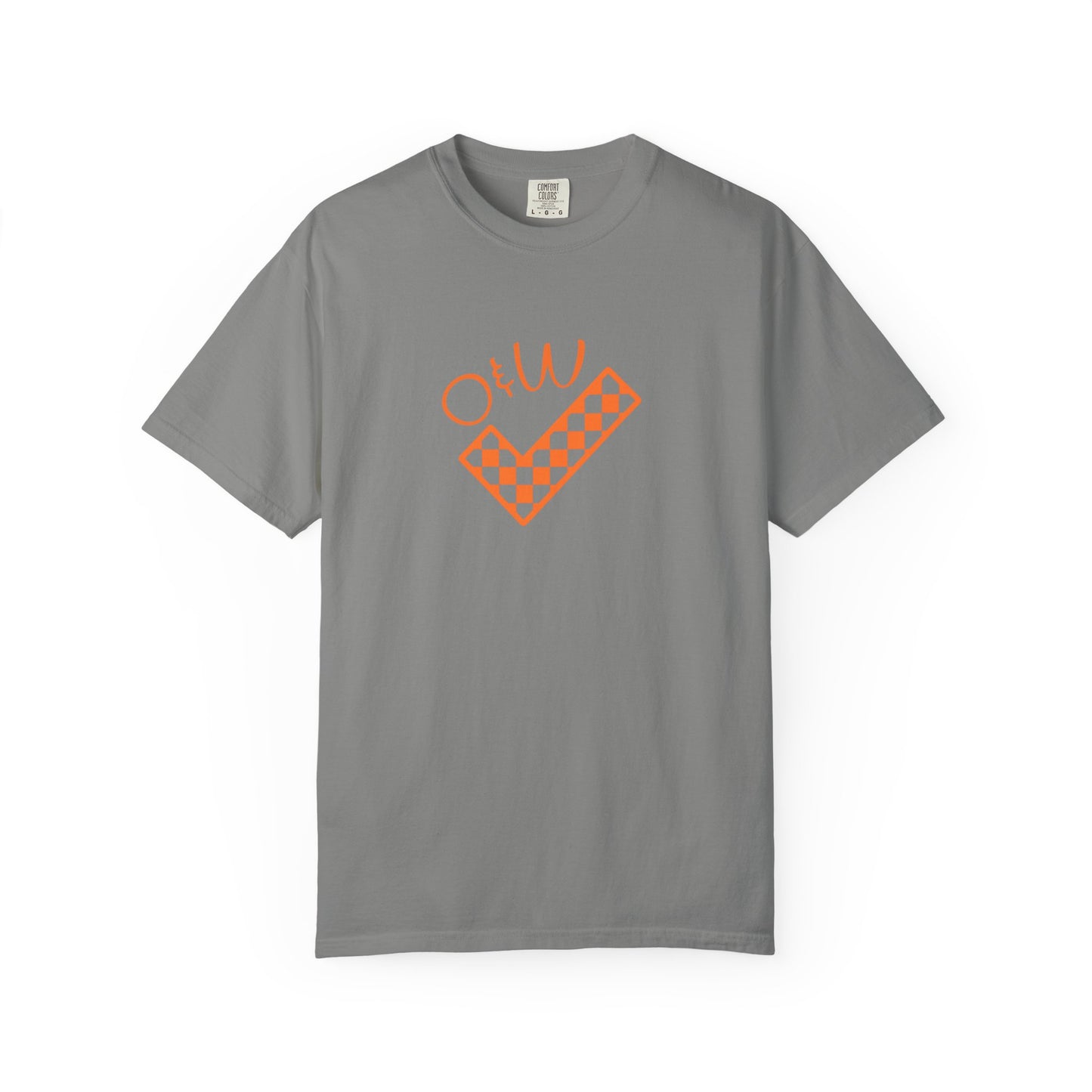 Orange & White: Check - Unisex T-Shirt