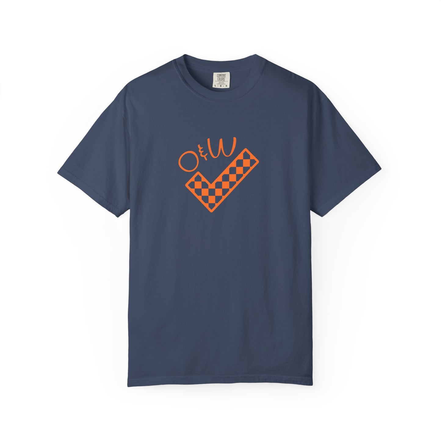 Orange & White: Check - Unisex T-Shirt