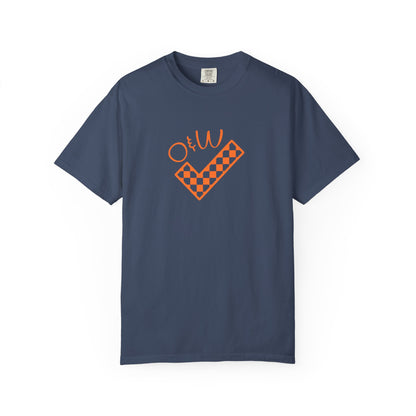 Orange & White: Check - Unisex T-Shirt
