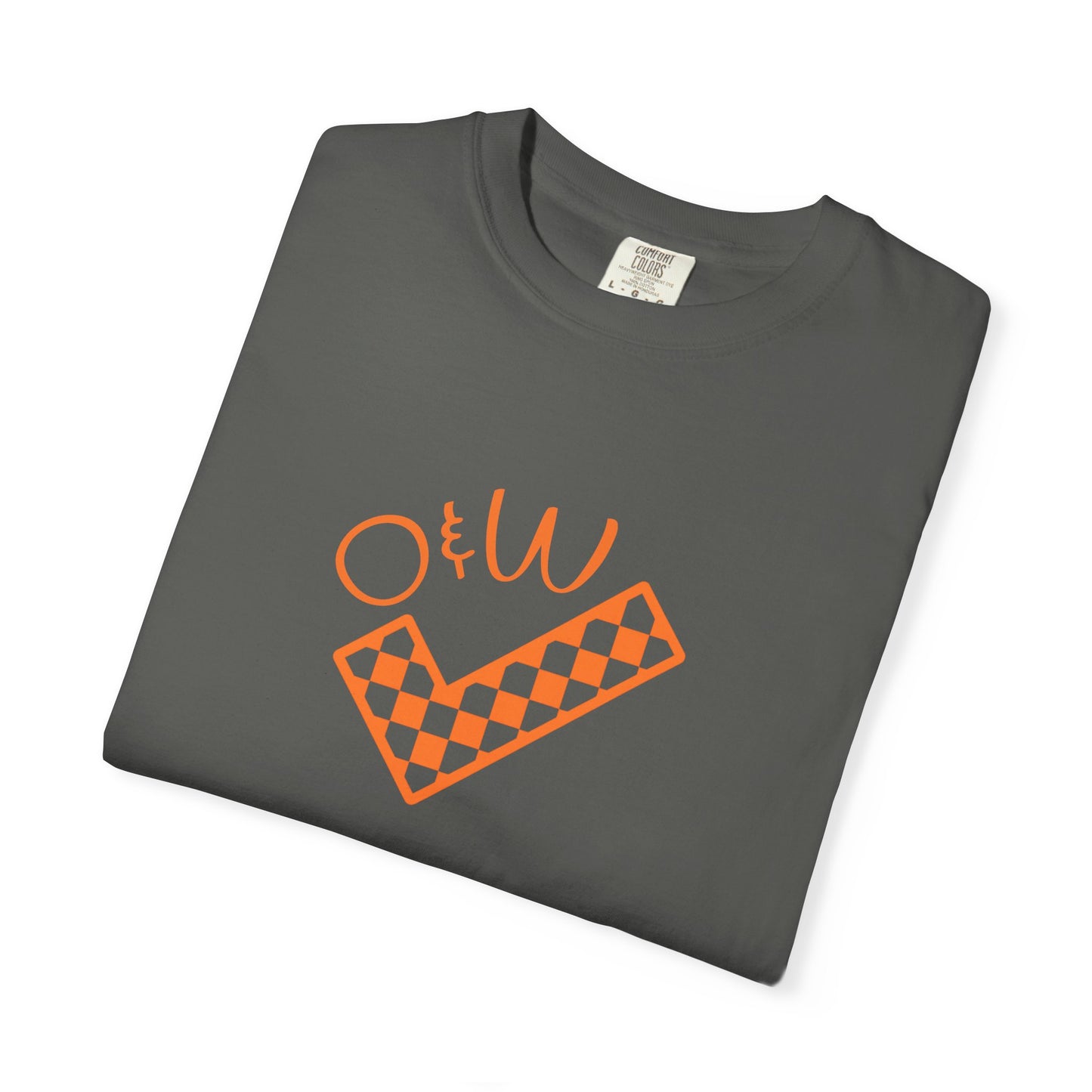 Orange & White: Check - Unisex T-Shirt