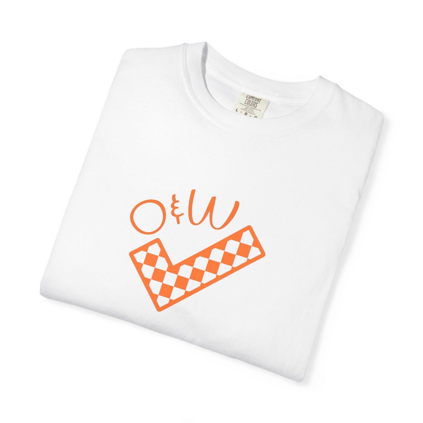 Orange & White: Check - Unisex T-Shirt