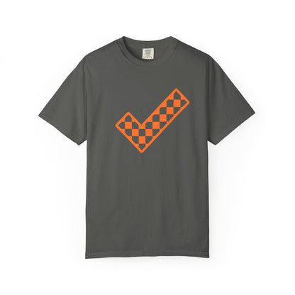 Orange & White: Check - Unisex T-Shirt