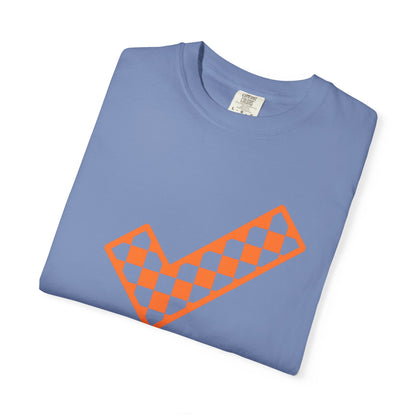 Orange & White: Check - Unisex T-Shirt
