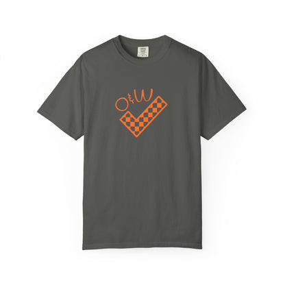 Orange & White: Check - Unisex T-Shirt