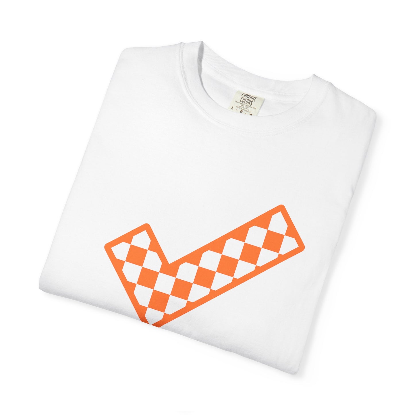 Orange & White: Check - Unisex T-Shirt