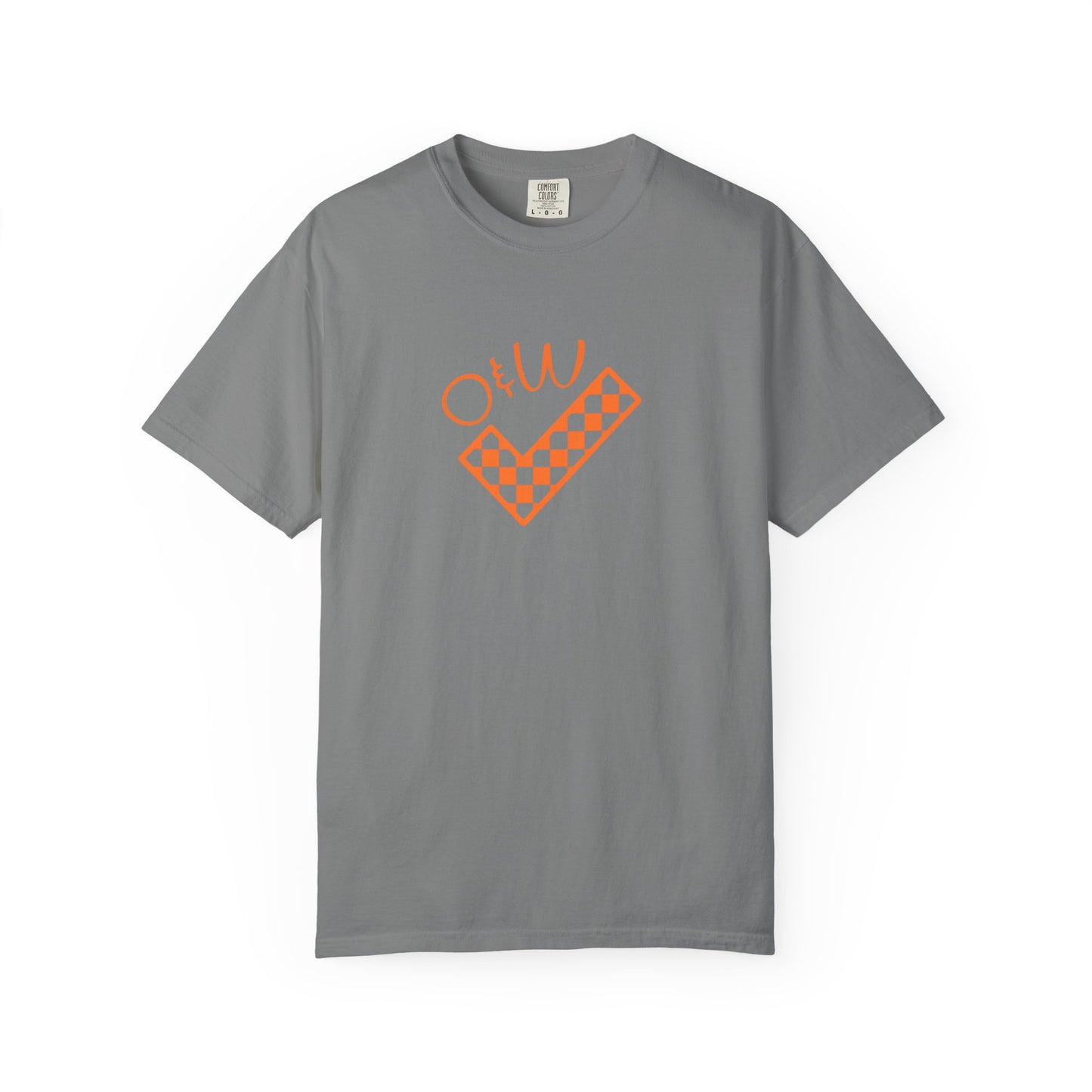 Orange & White: Check - Unisex T-Shirt