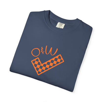 Orange & White: Check - Unisex T-Shirt