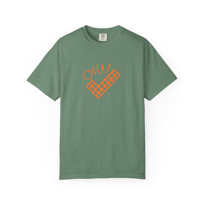 Orange & White: Check - Unisex T-Shirt