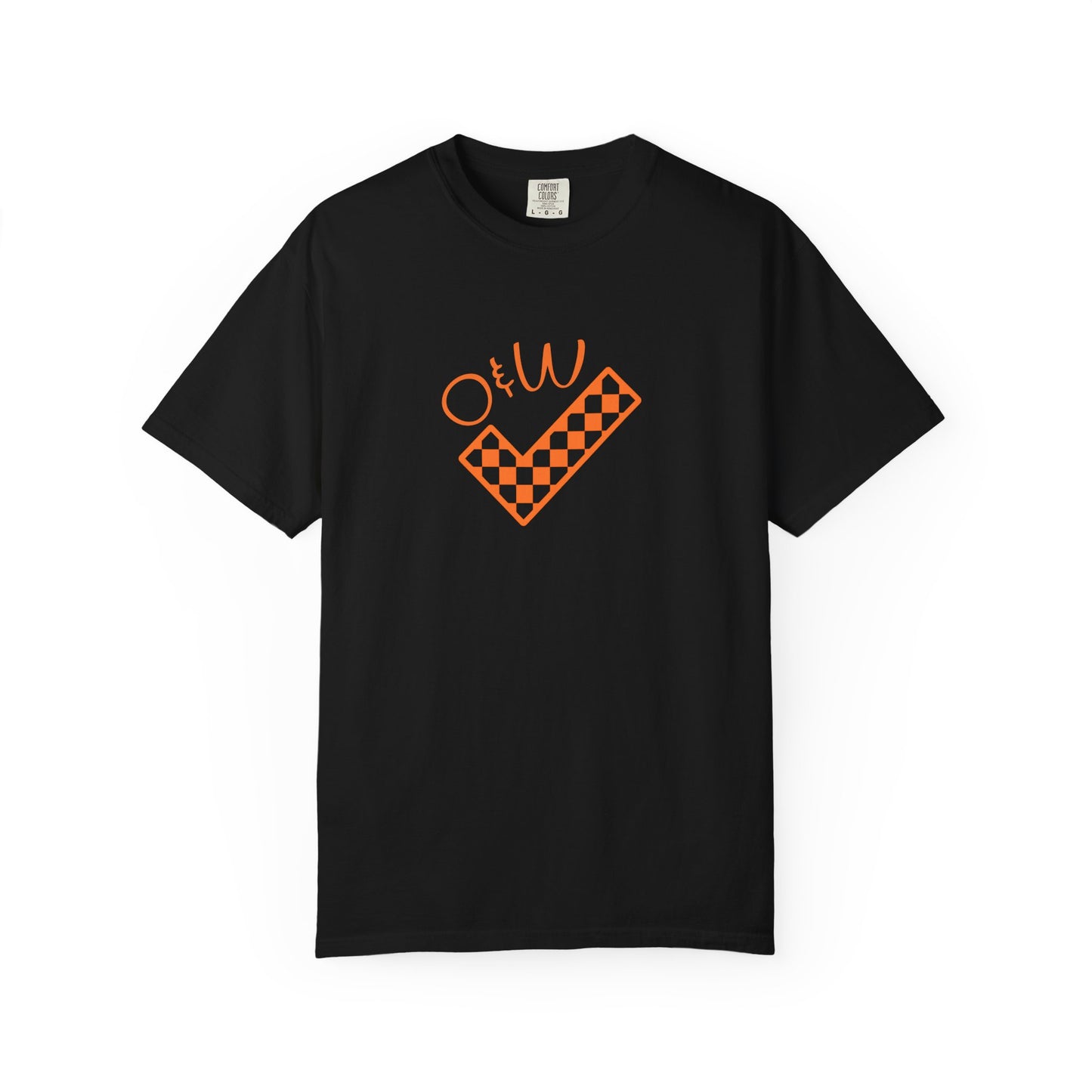 Orange & White: Check - Unisex T-Shirt