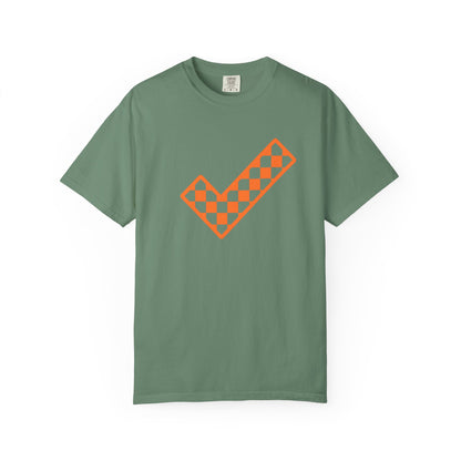 Orange & White: Check - Unisex T-Shirt