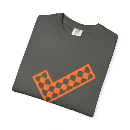 Orange & White: Check - Unisex T-Shirt