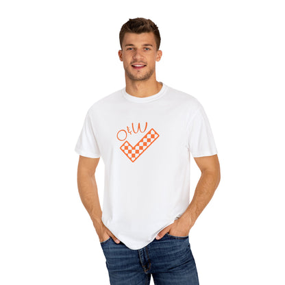 Orange & White: Check - Unisex T-Shirt