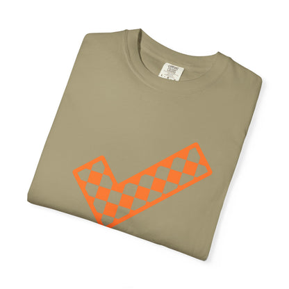 Orange & White: Check - Unisex T-Shirt
