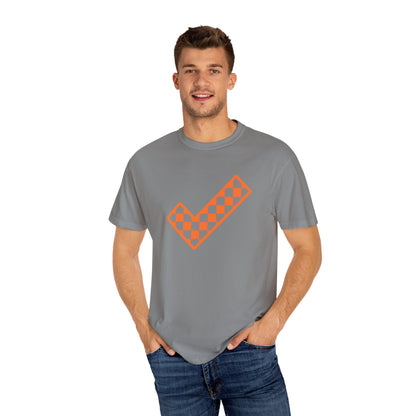 Orange & White: Check - Unisex T-Shirt